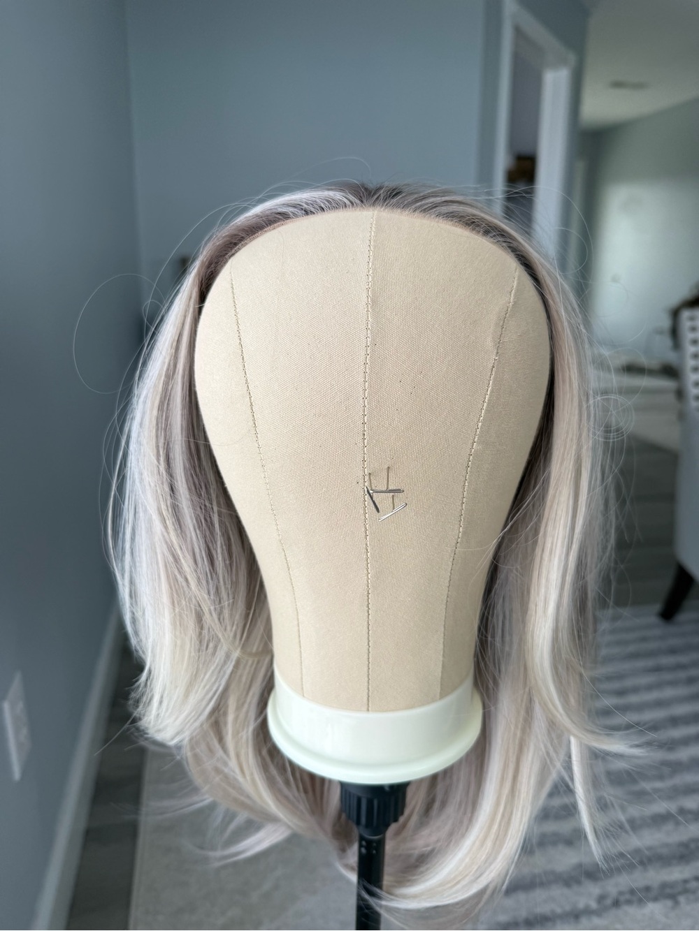 Suzette - soft spoken blonde - Ash Blonde Wig with Cool Highlights - petite